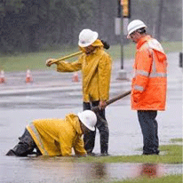 working in the rain