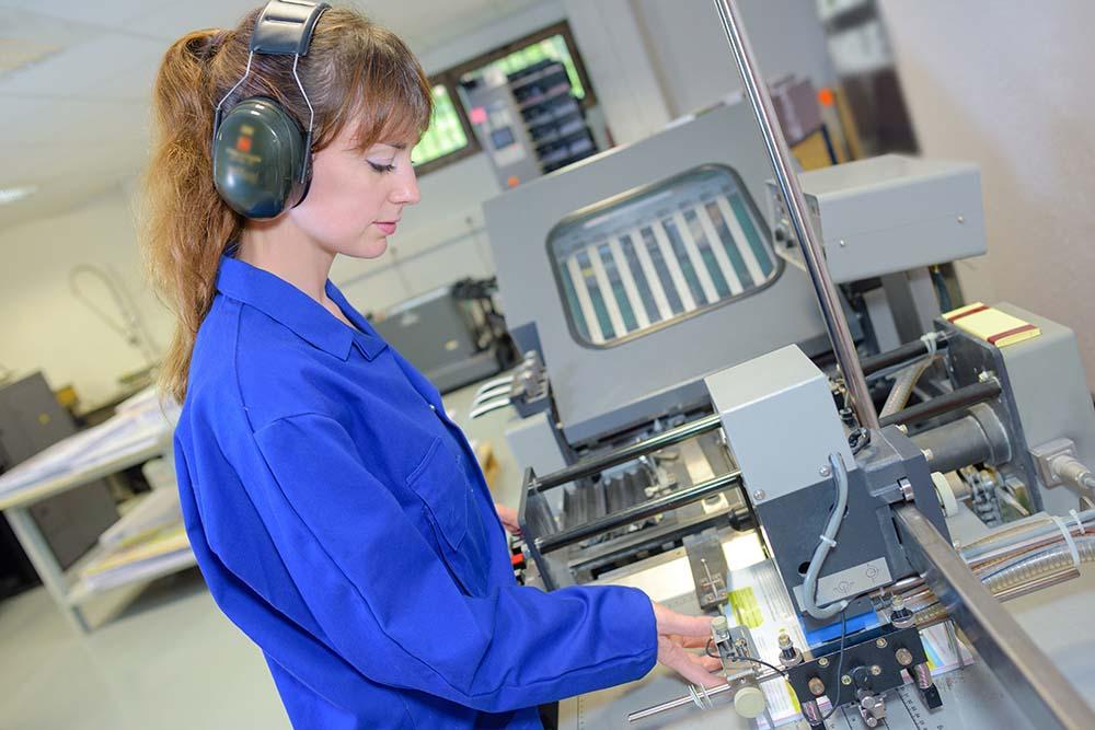 woman with ear defenders